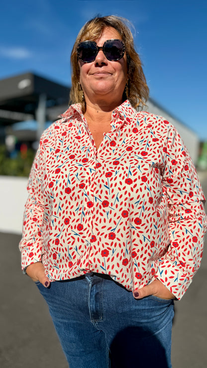 🌷Chemise Élodie – Coquelicot grande taille