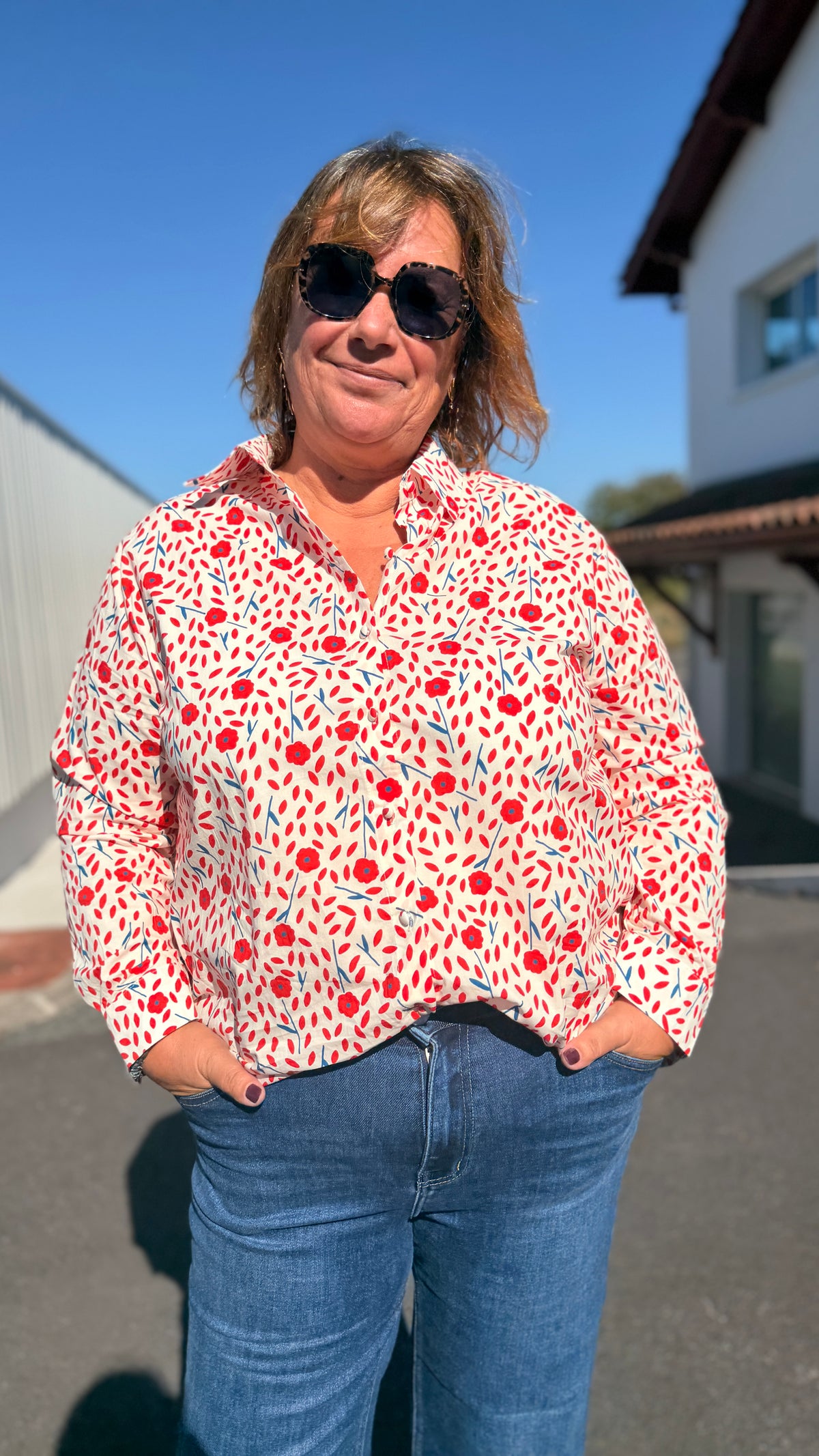 🌷Chemise Élodie – Coquelicot grande taille
