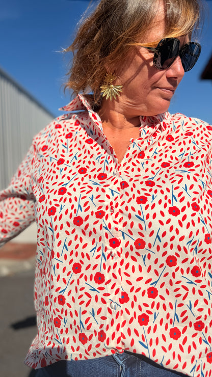 🌷Chemise Élodie – Coquelicot grande taille