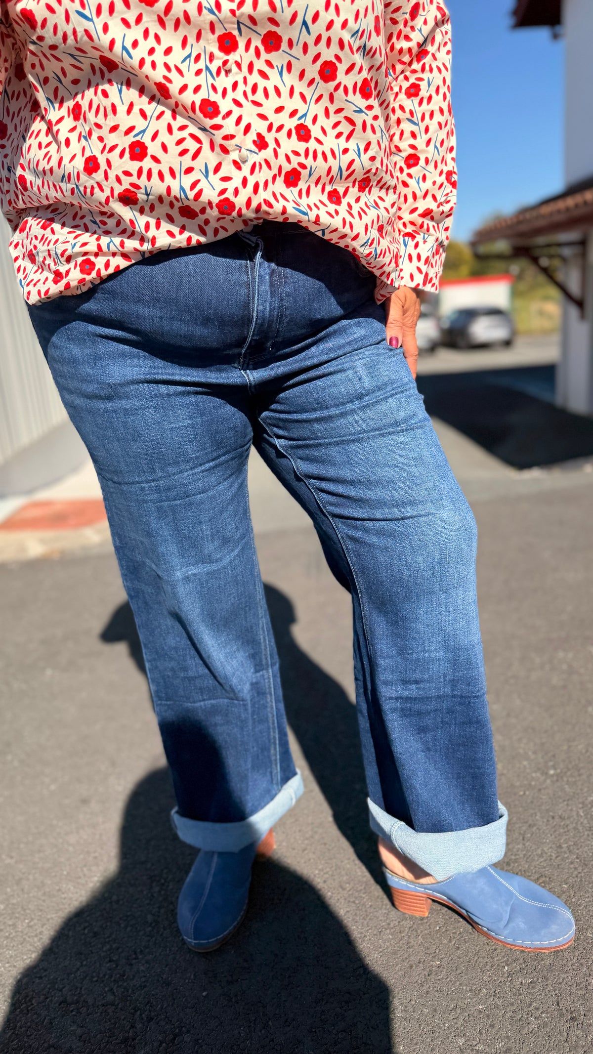 🛍️Jean wide leg Naomie bleu – Stretch grande taille