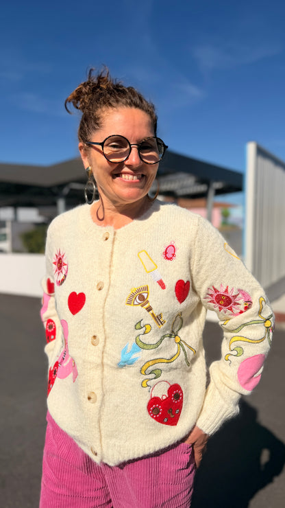 ✨Gilet Nantza – Brodé coloré en laine