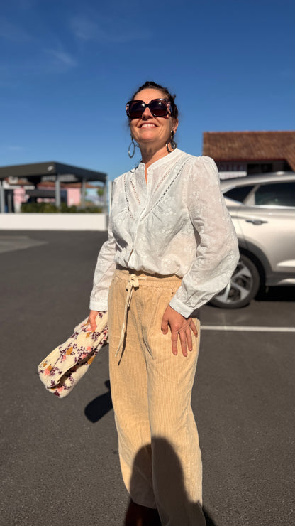 🤎Pantalon Marianne – Velours Beige en Coton