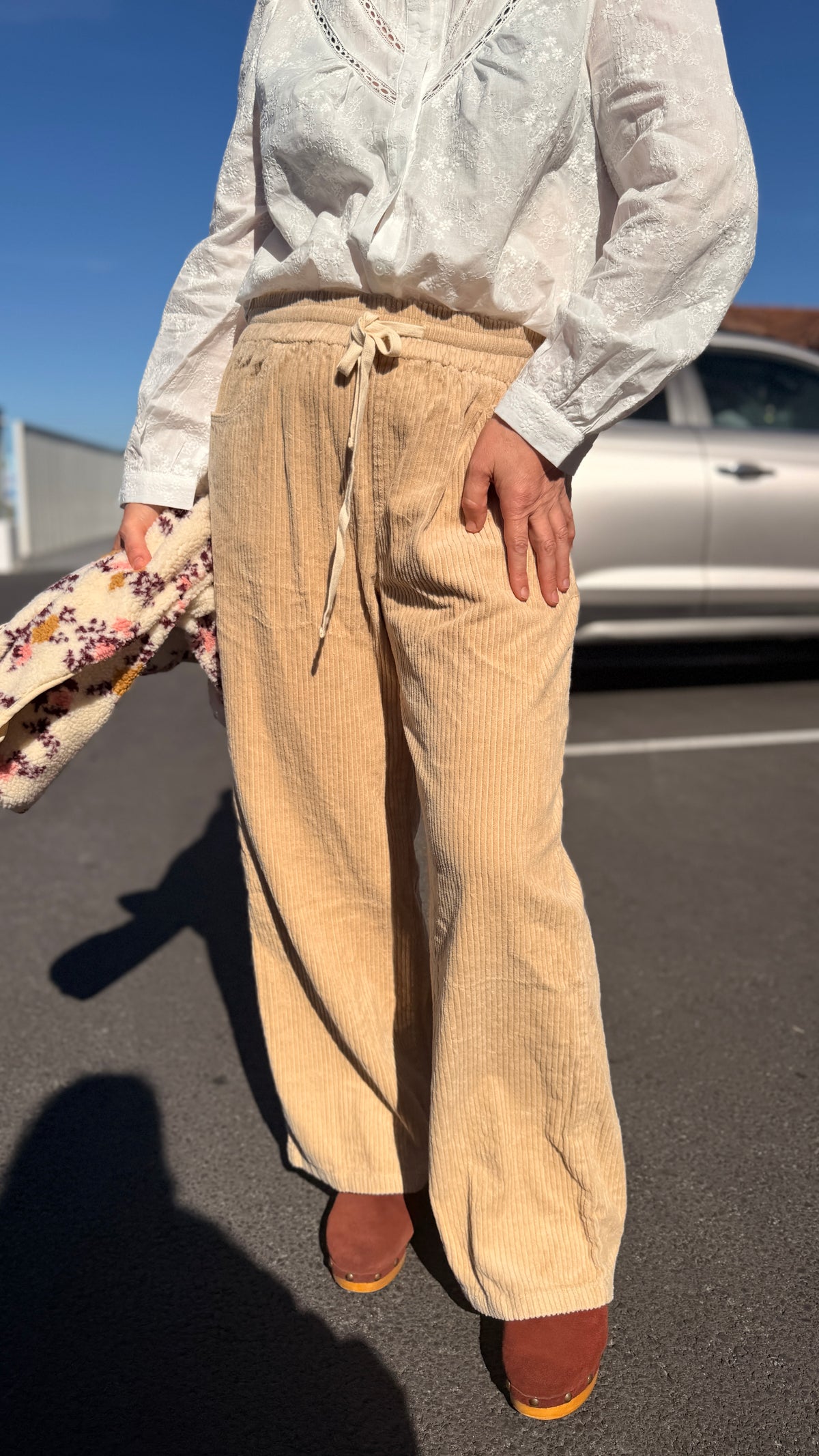 🤎Pantalon Marianne – Velours Beige en Coton