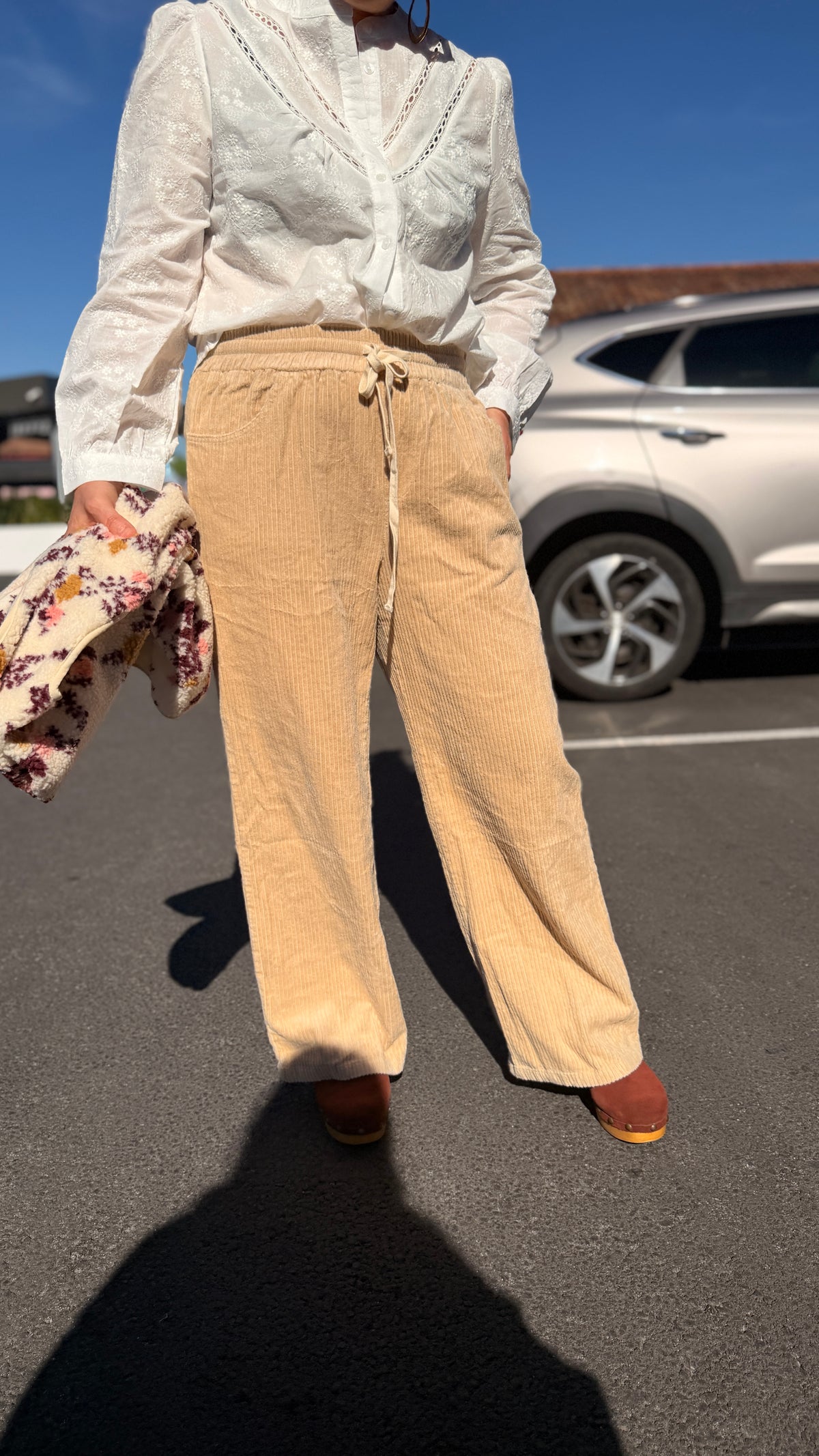 🤎Pantalon Marianne – Velours Beige en Coton