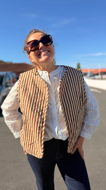 🧸Gilet teddy – Réversible bordeaux & écru