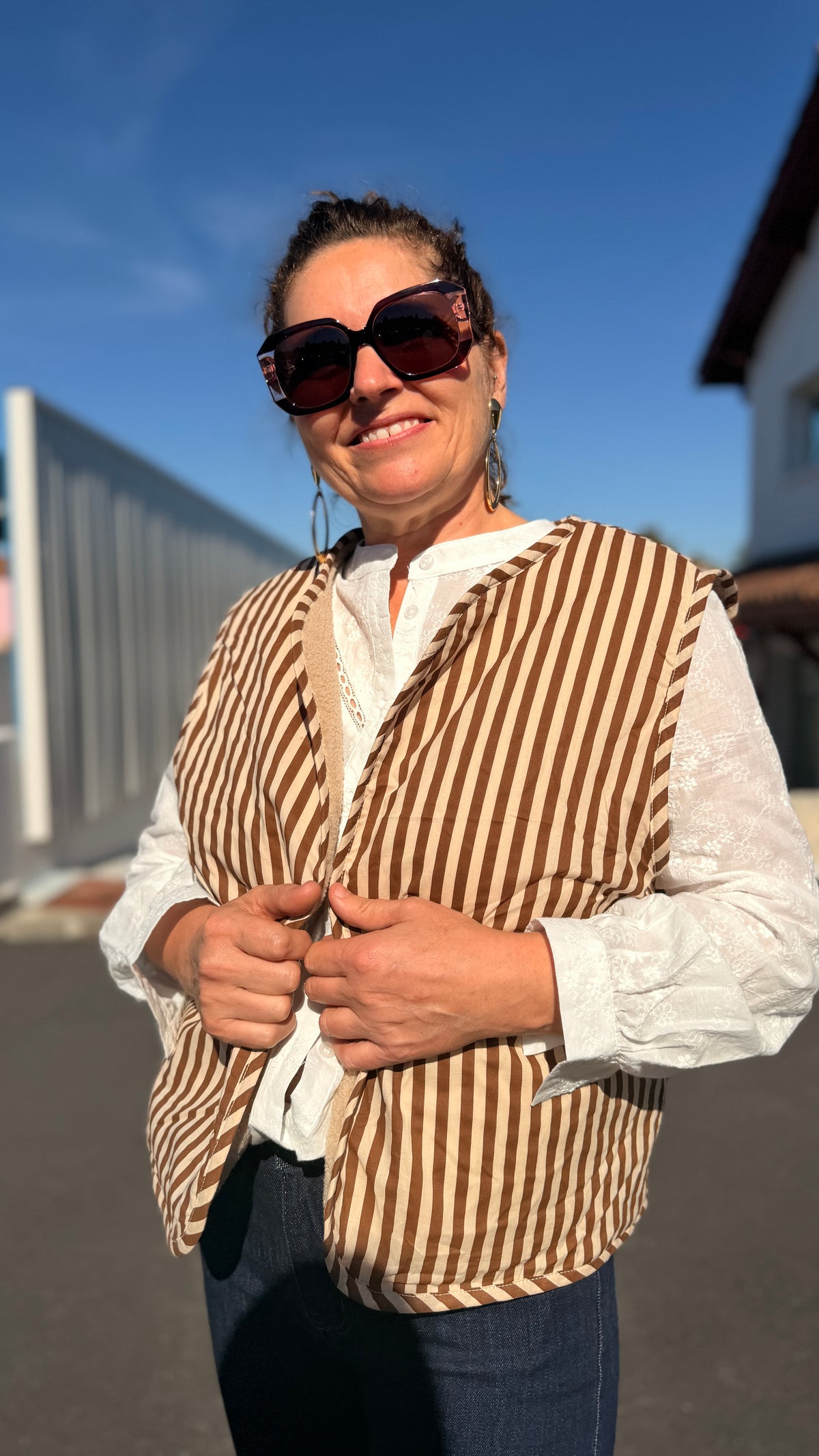 🧸Gilet teddy – Réversible bordeaux & écru