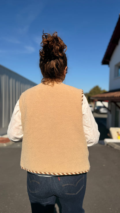 🧸Gilet teddy – Réversible bordeaux & écru