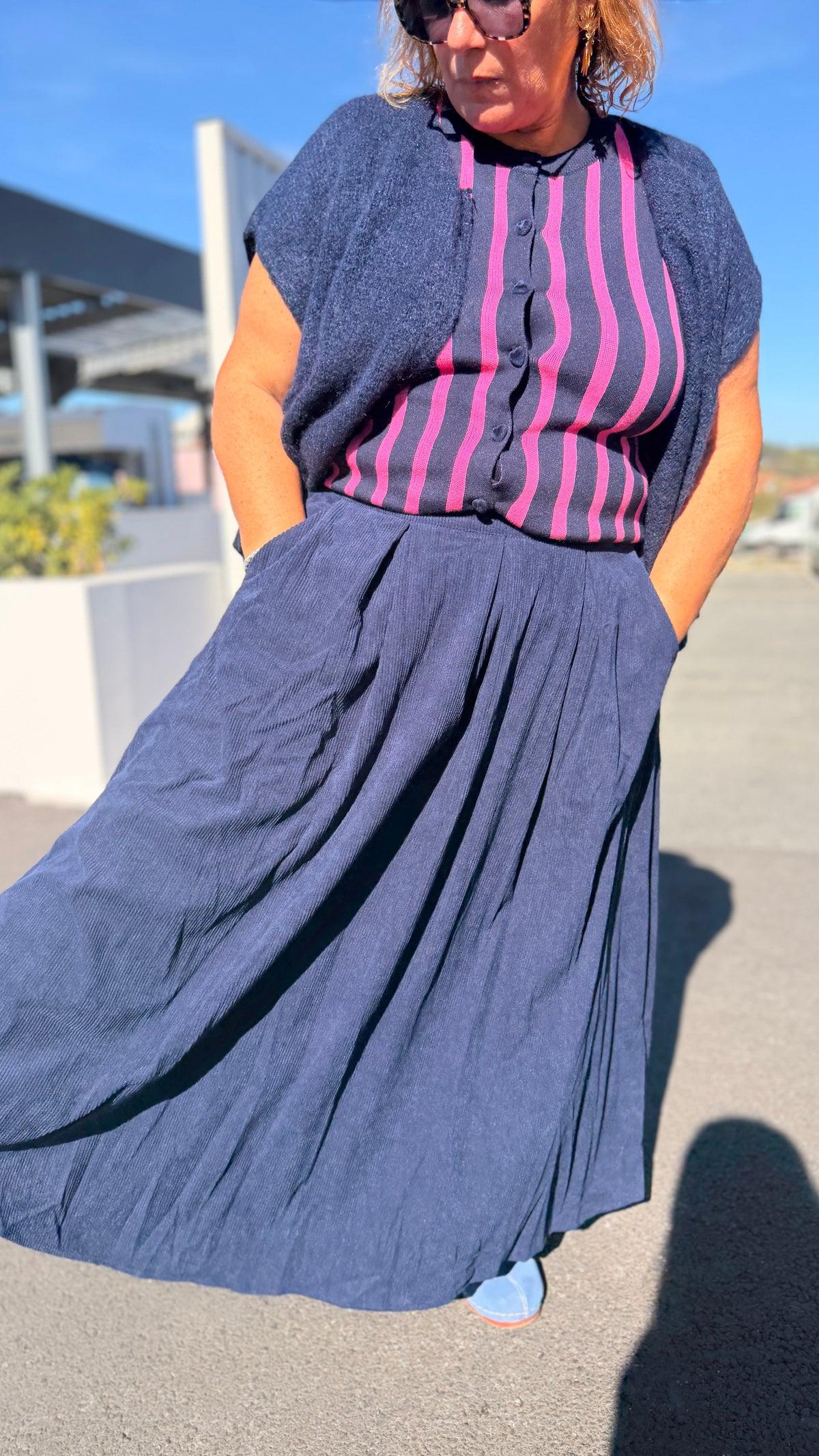 ✨Jupe Maria  – En velours bleu marine