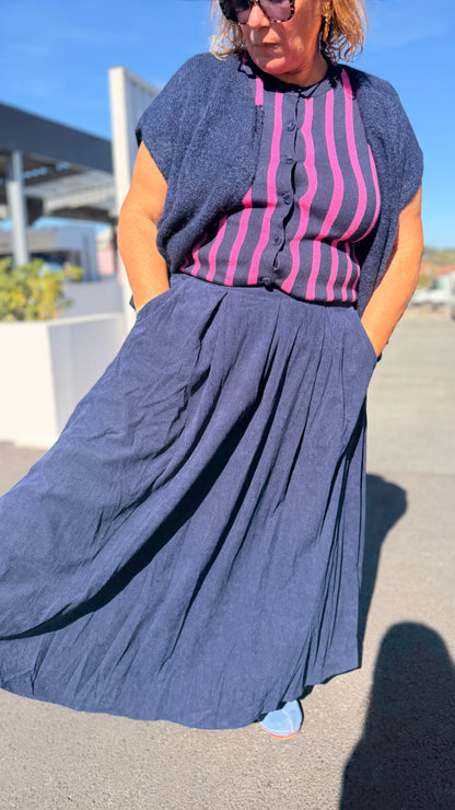 ✨Jupe Maria  – En velours bleu marine