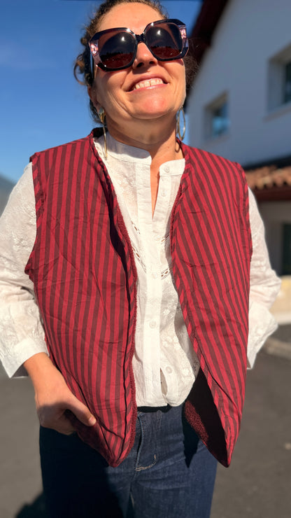 🧸Gilet teddy – Réversible bordeaux & écru