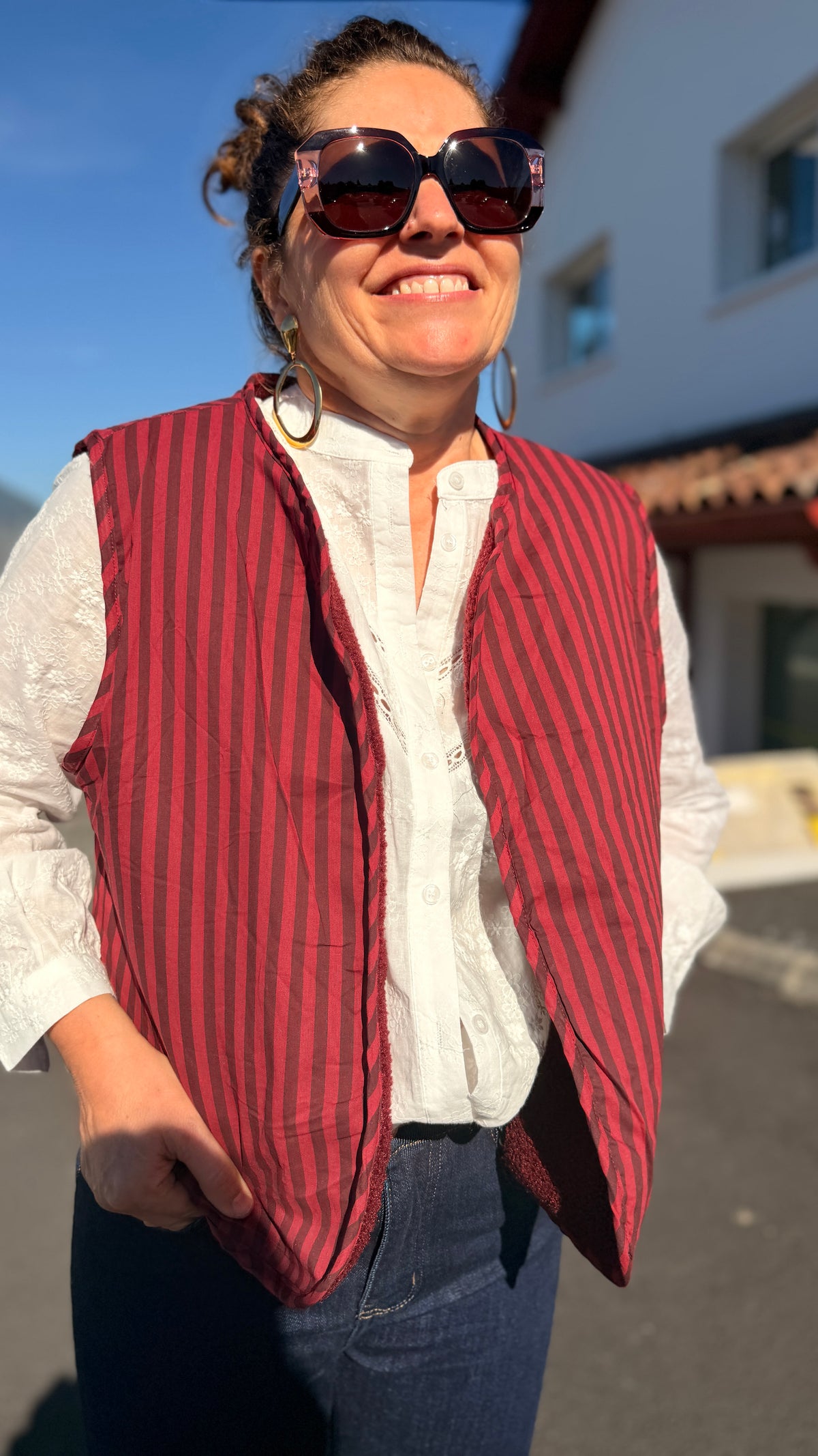 🧸Gilet teddy – Réversible bordeaux & écru