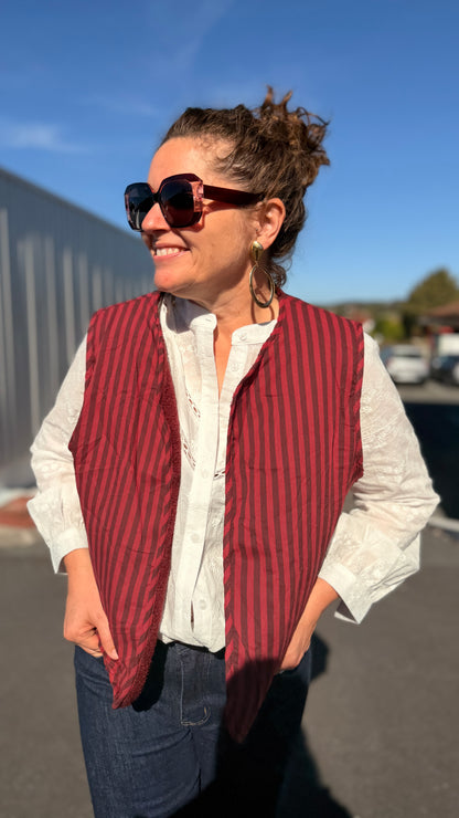 🧸Gilet teddy – Réversible bordeaux & écru