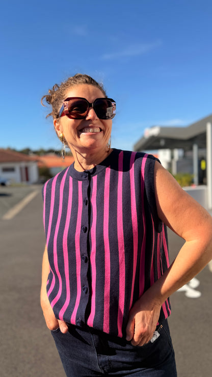 🩷Gilet Lara – Manches courtes à rayures