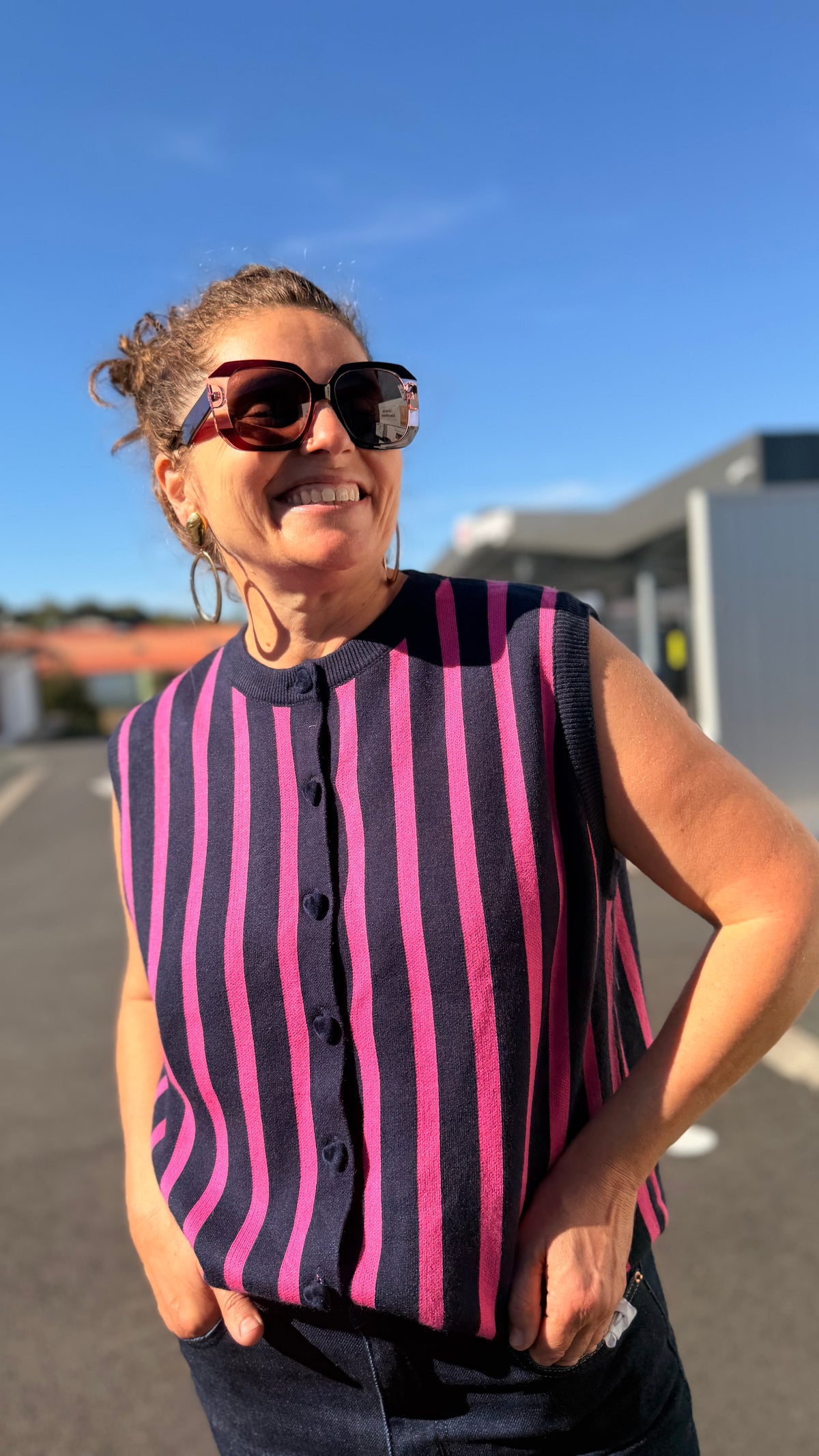 🩷Gilet Lara – Manches courtes à rayures