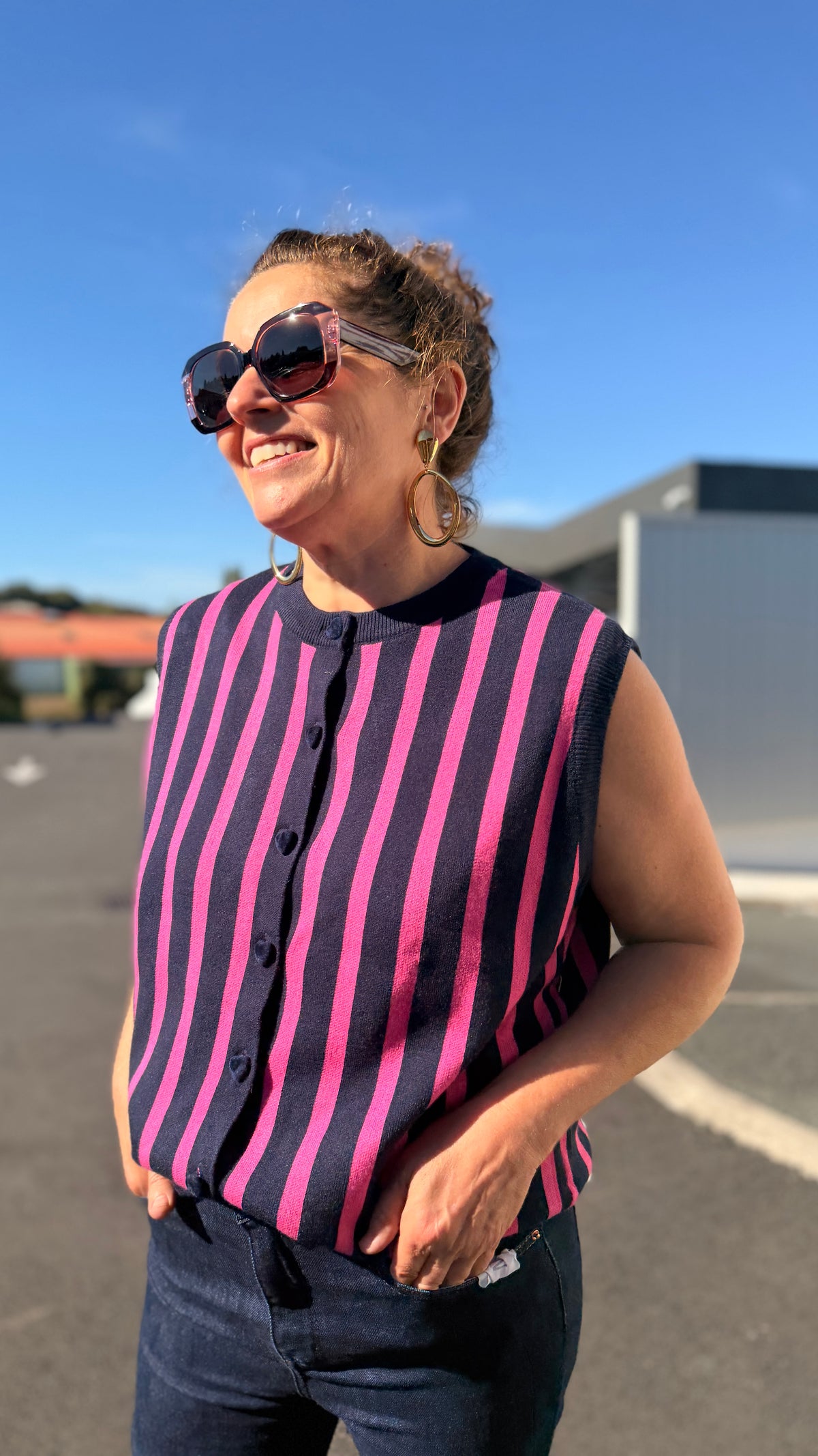 🩷Gilet Lara – Manches courtes à rayures