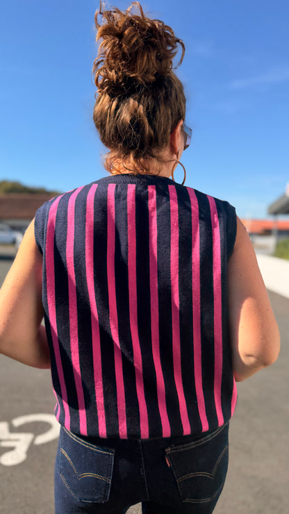🩷Gilet Lara – Manches courtes à rayures