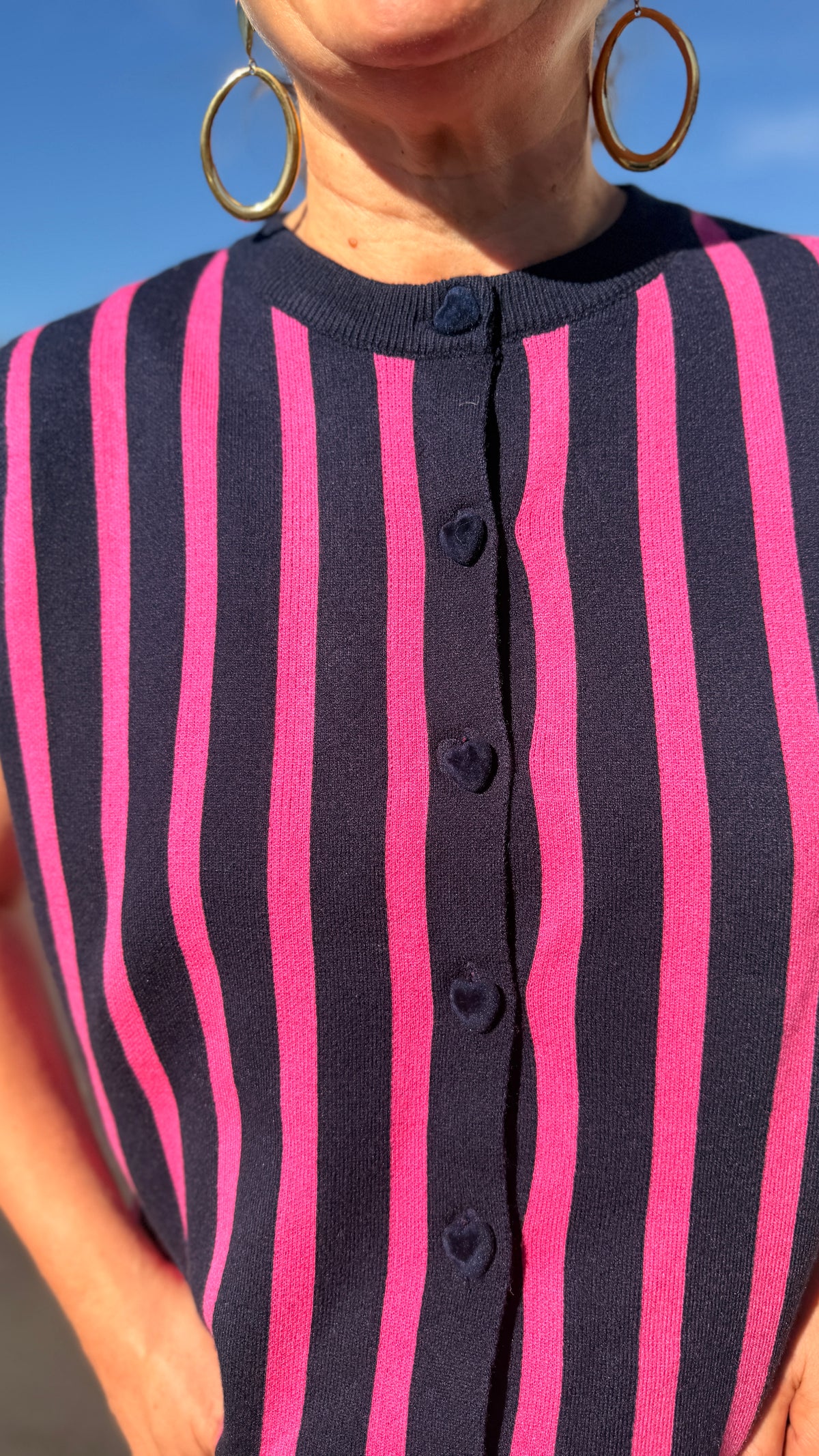 🩷Gilet Lara – Manches courtes à rayures