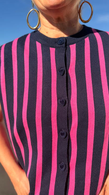 🩷Gilet Lara – Manches courtes à rayures