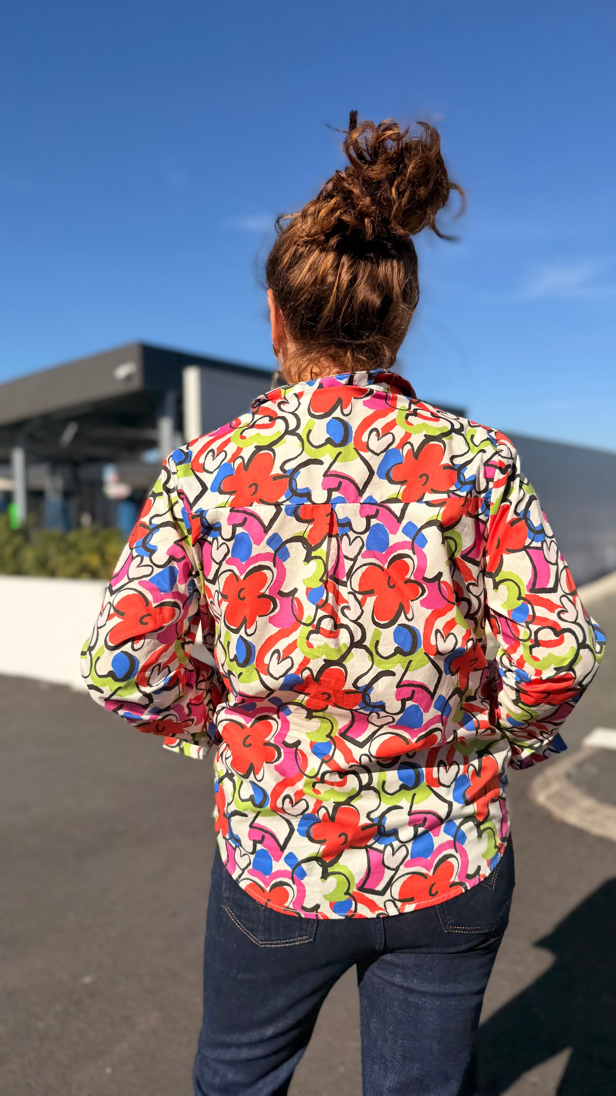 ✨Chemise Lisa – Motif floral abstrait en coton