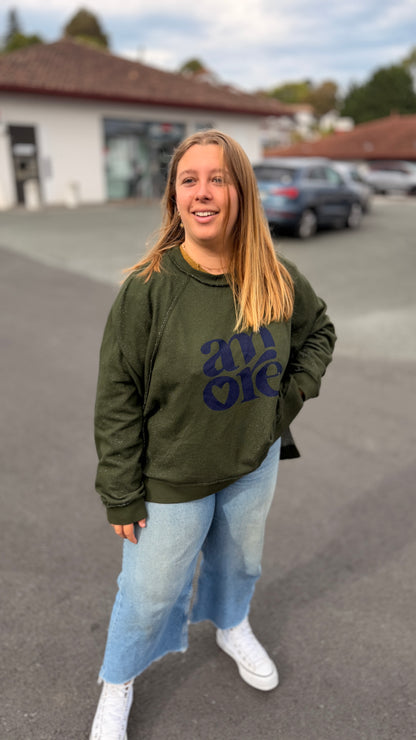💚Sweat Amore en coton kaki ou prune – Banditas from Marseille