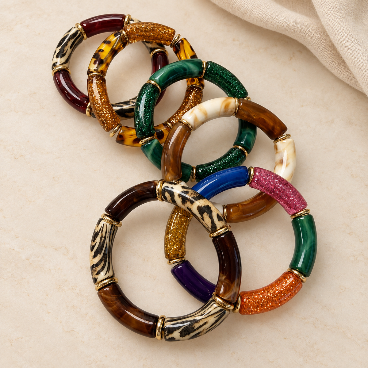 ✨Bracelet résine coloré femme – Uni ou léopard