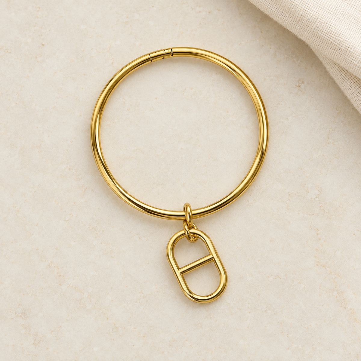 🌞Bracelet jonc doré réglable - Acier breloque femme