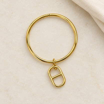 🌞Bracelet jonc doré réglable - Acier breloque femme