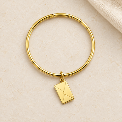 🌞Bracelet jonc doré réglable - Acier breloque femme
