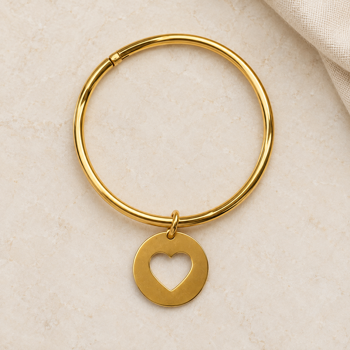 🌞Bracelet jonc doré réglable - Acier breloque femme