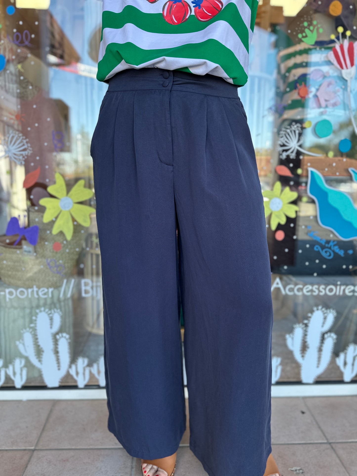 ✨Pantalon fluide large en Tencel – Coupe droite