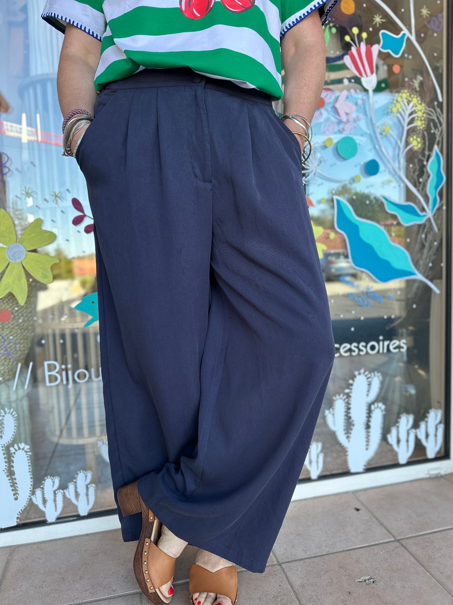 ✨Pantalon fluide large en Tencel – Coupe droite