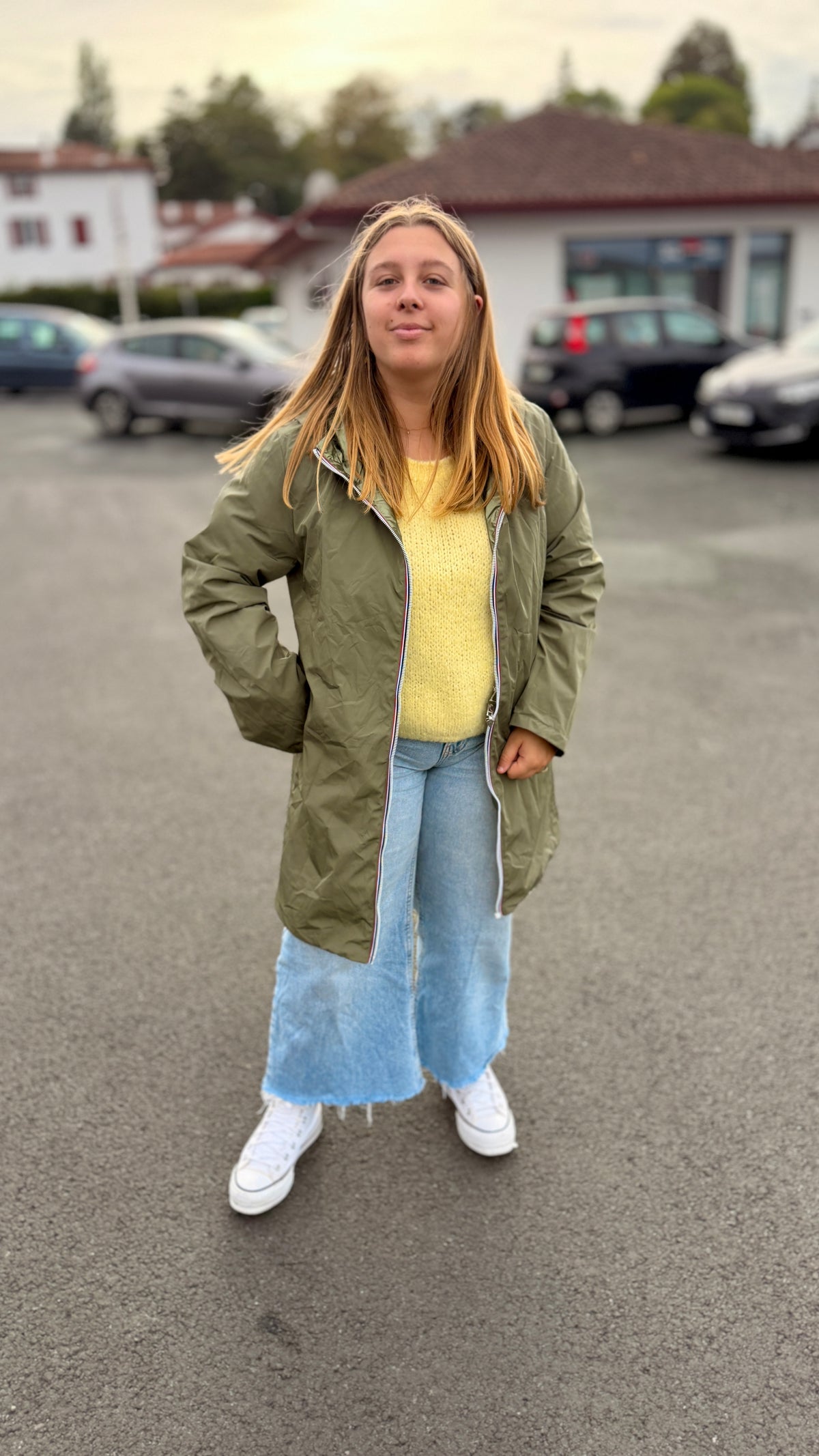 💦Imperméable Coline – Réversible kaki et vert métallisé