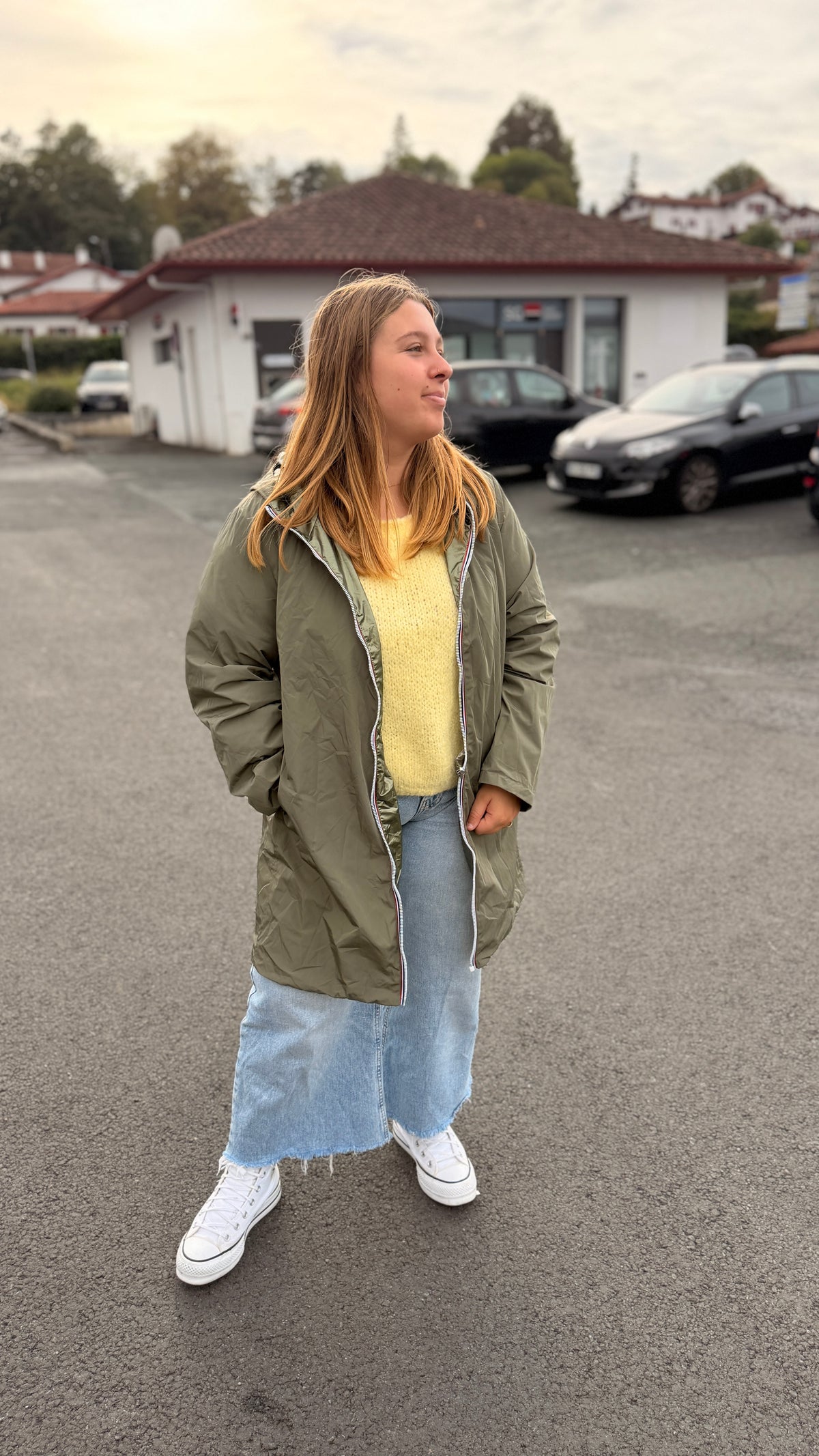 💦Imperméable Coline – Réversible kaki et vert métallisé