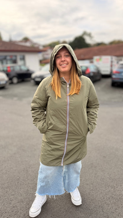 💦Imperméable Coline – Réversible kaki et vert métallisé