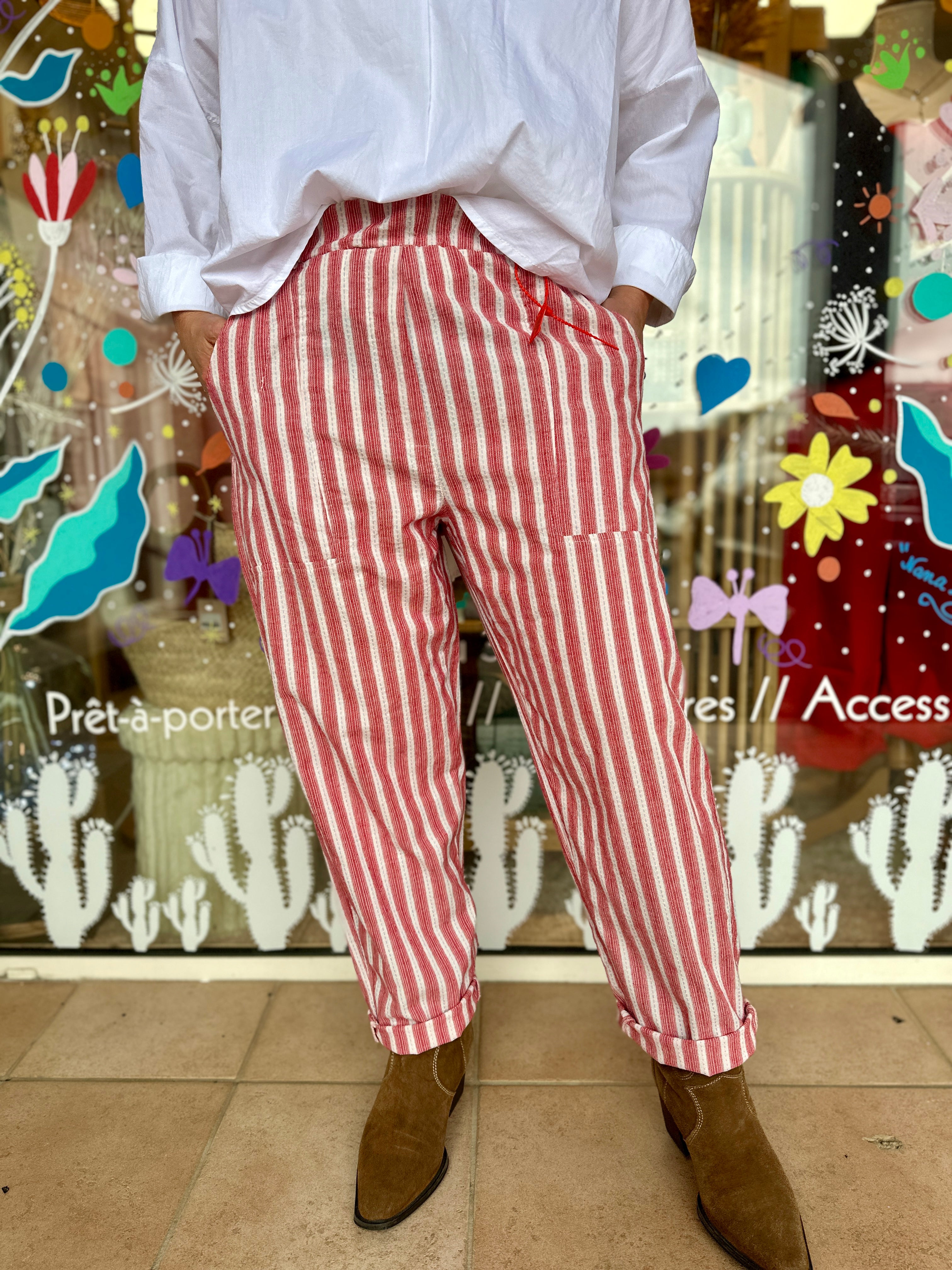 ❤️ Pantalon Rigel rayé rouge Banditas – Look frais & casual