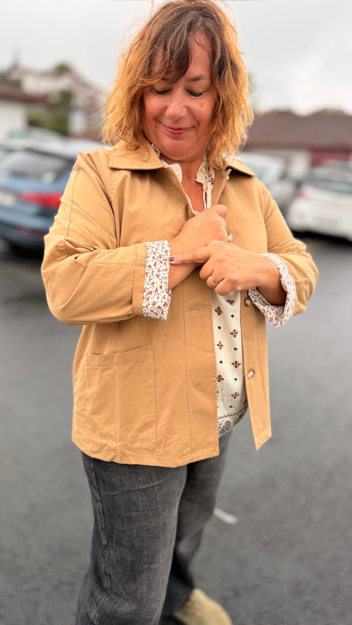 ✨Veste camel Clara – Coton grande taille