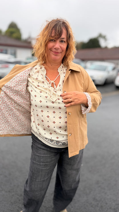 ✨Veste camel Clara – Coton grande taille