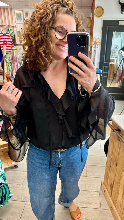 🖤 Blouse Leyna à volants – Chic & aérienne