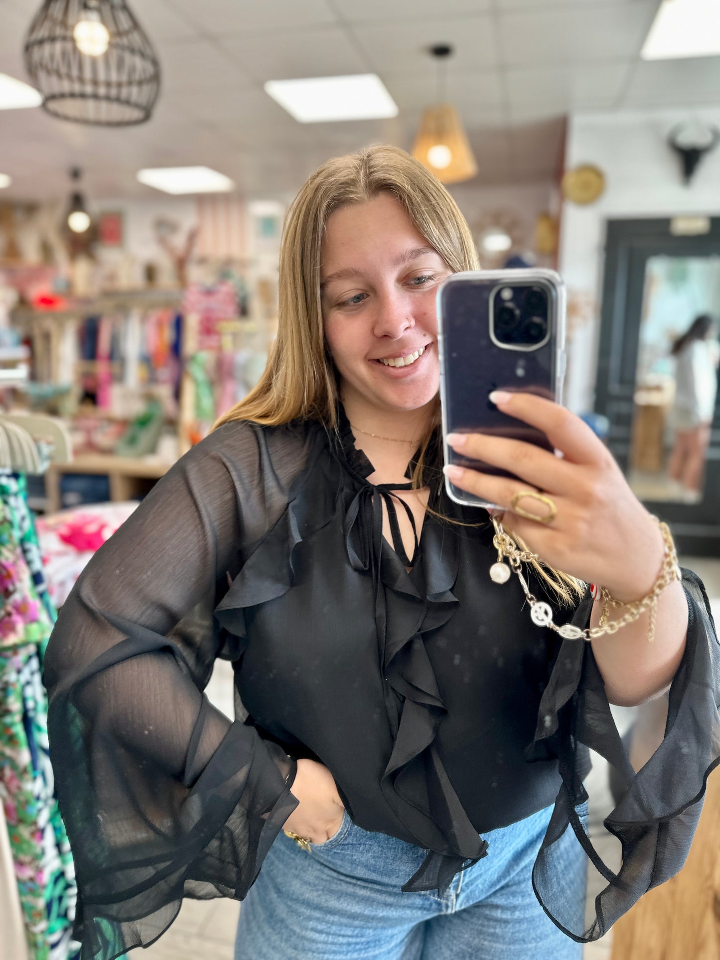 🖤 Blouse Leyna + à volants – Élégance & légèreté