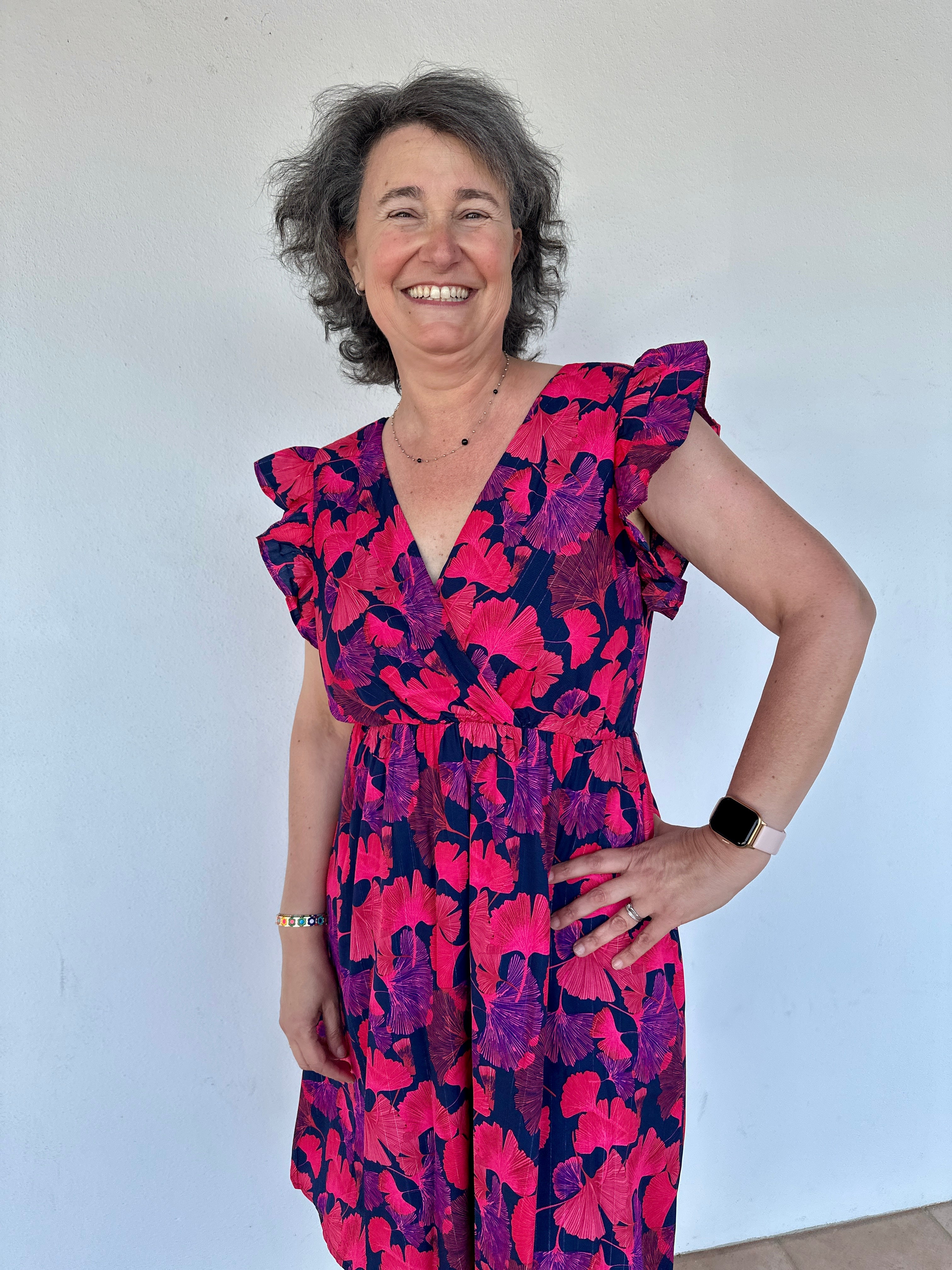 💜 Robe Flore prune & fuchsia – Élégance grande taille