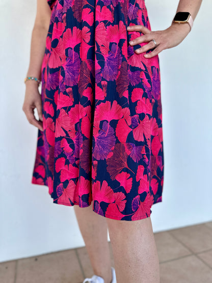 💜 Robe Flore prune & fuchsia – Élégance grande taille