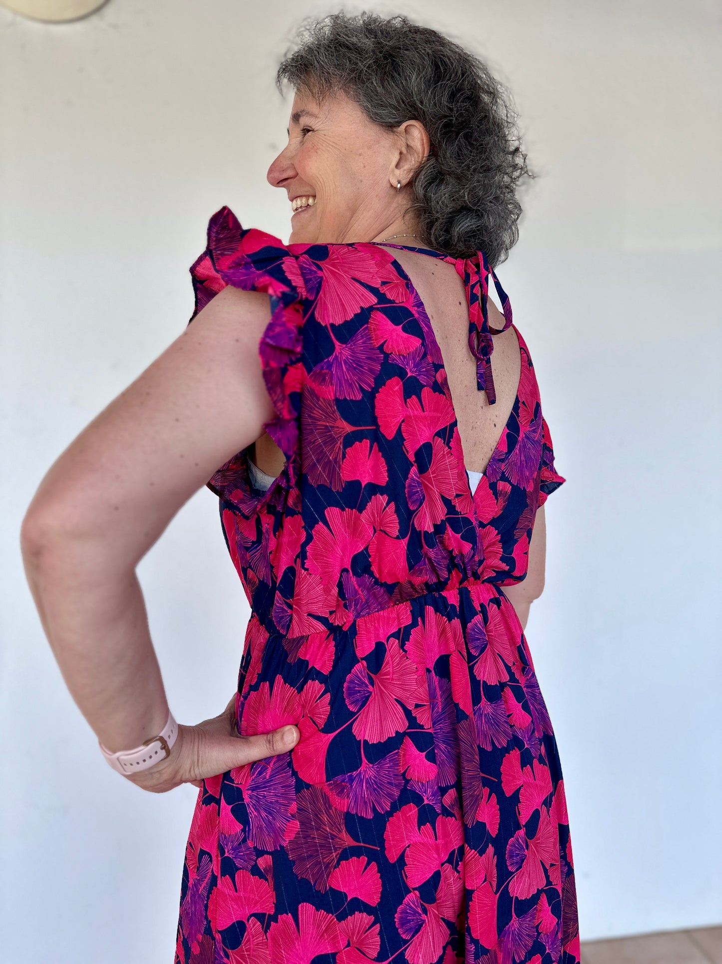 💜 Robe Flore prune & fuchsia – Élégance grande taille