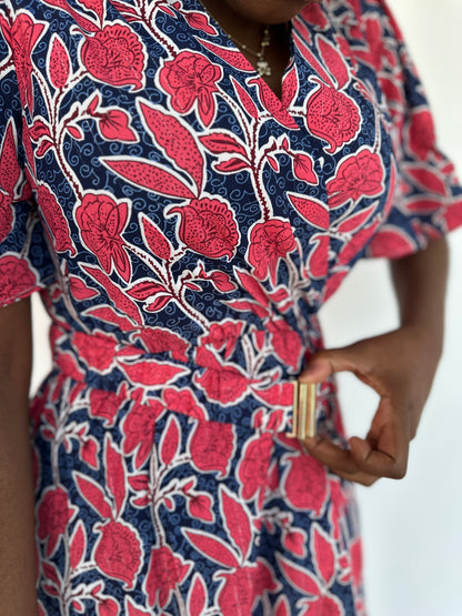 ❤️ Robe Livia rouge & bleu marine – Élégante & féminine