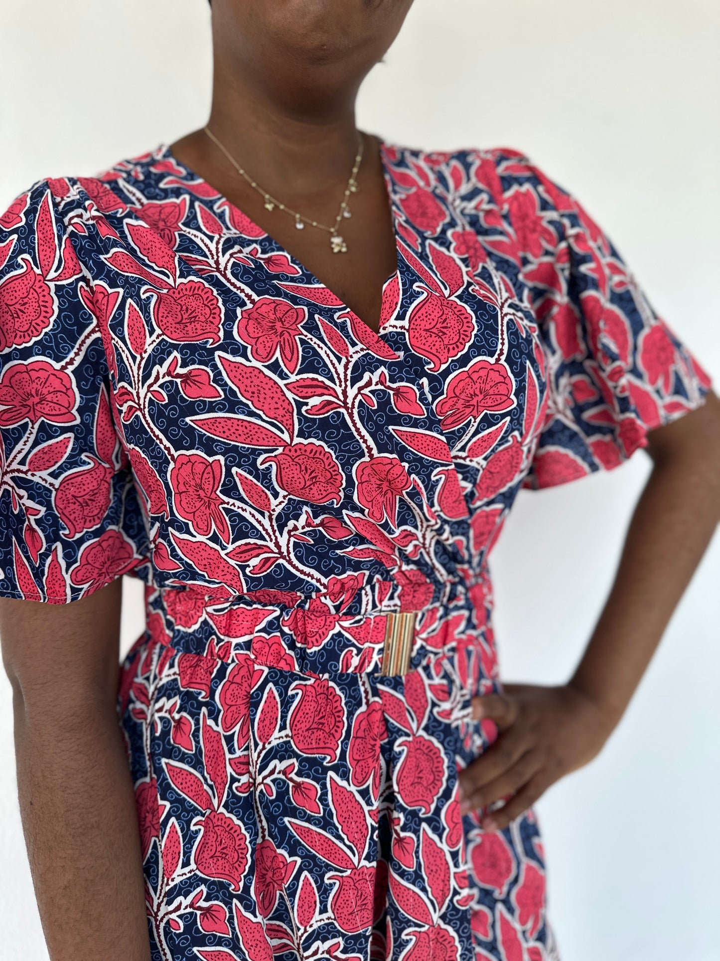 ❤️ Robe Livia rouge & bleu marine – Élégante & féminine