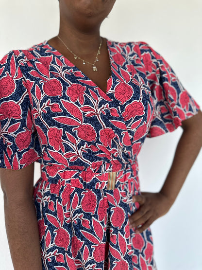 ❤️ Robe Livia rouge & bleu marine – Élégante & féminine