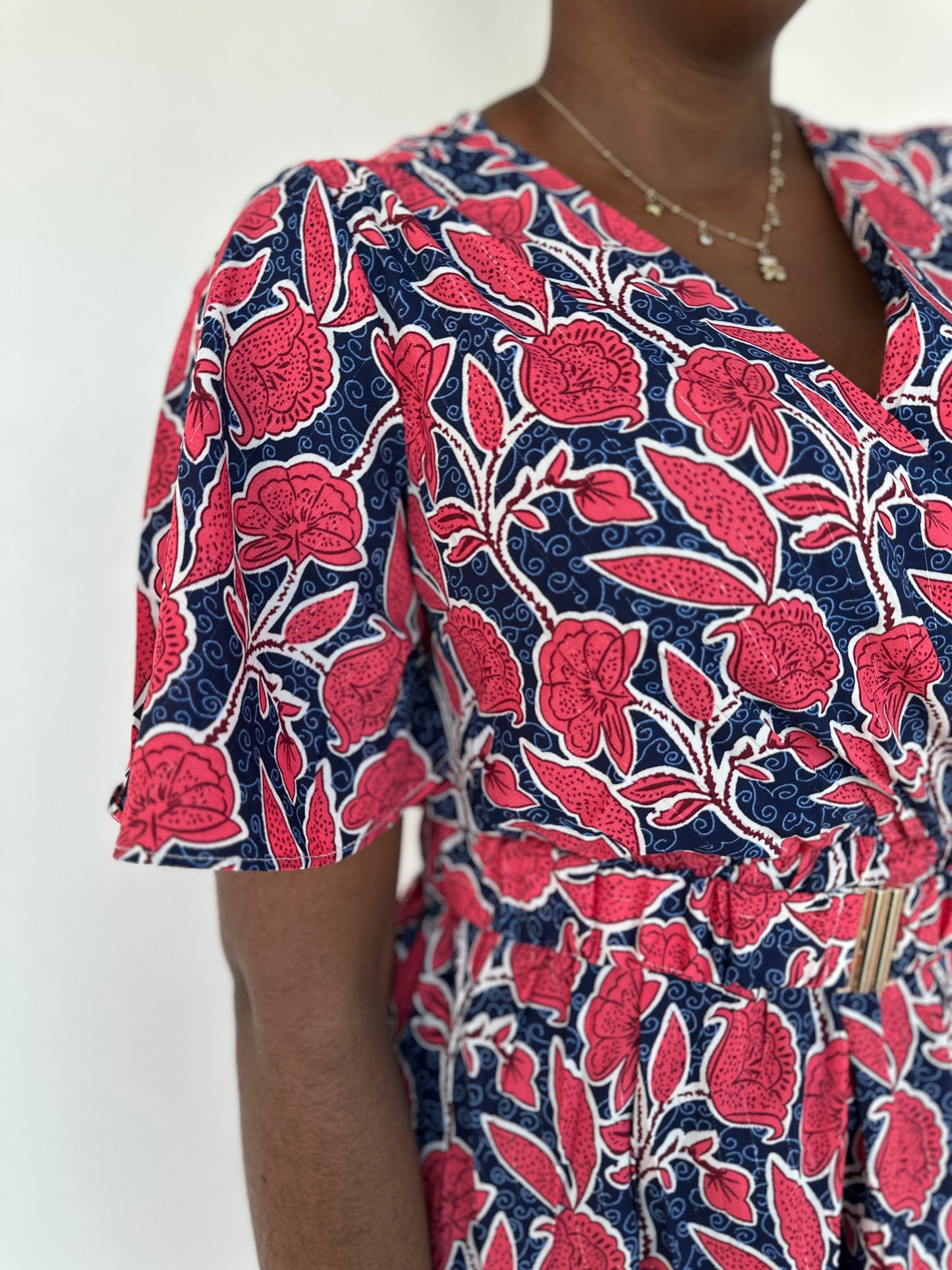❤️ Robe Livia rouge & bleu marine – Élégante & féminine