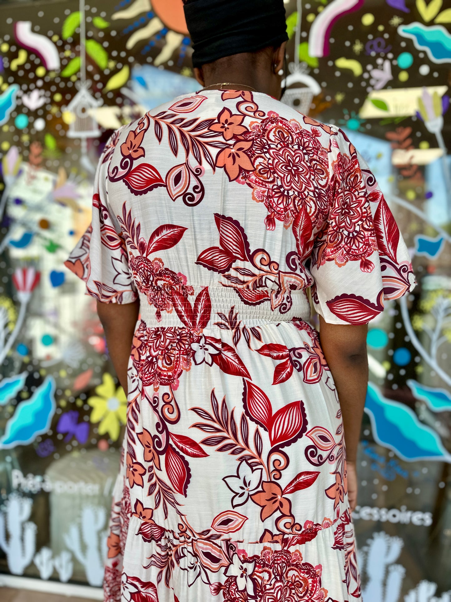 🤎 Robe Naïa rouille feuillage – Bohème & élégante