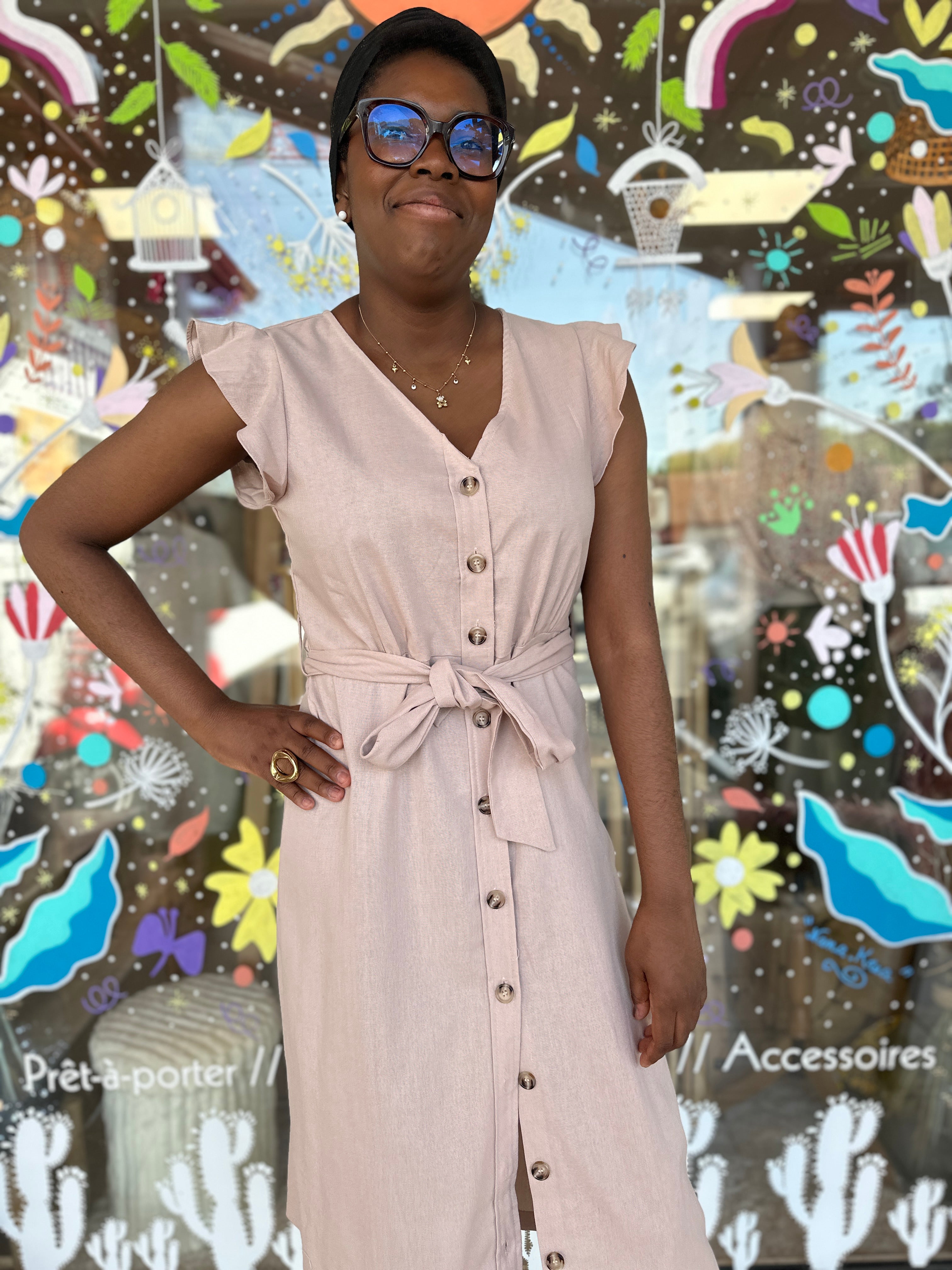 🤍 Robe Alma viscose & lin – Naturelle & élégante