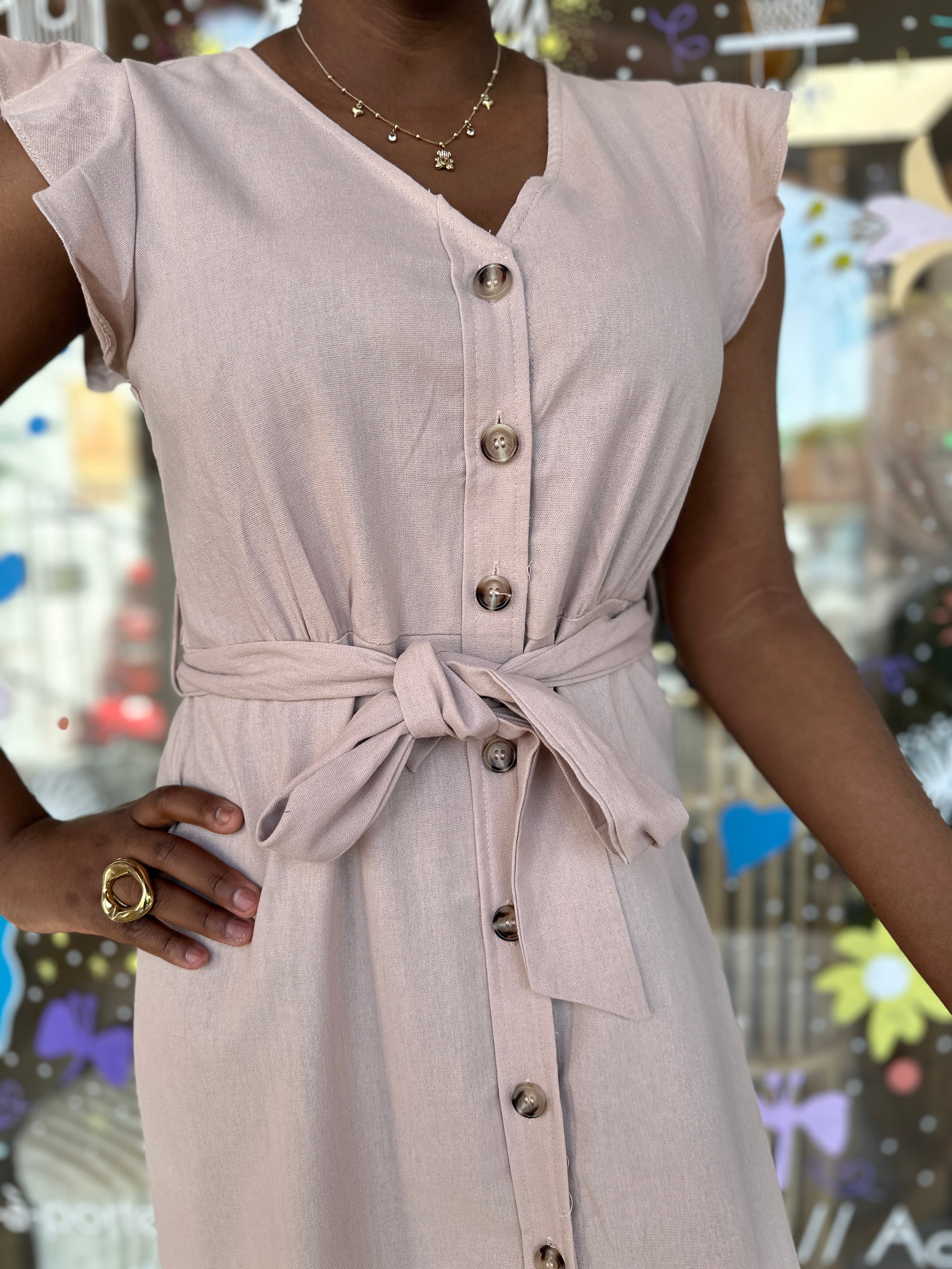 🤍 Robe Alma viscose & lin – Naturelle & élégante
