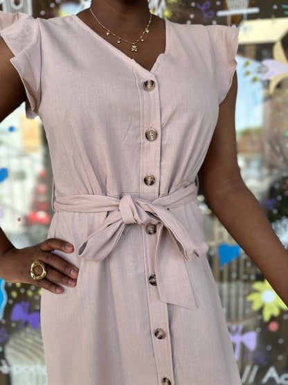 🤍 Robe Alma viscose & lin – Naturelle & élégante